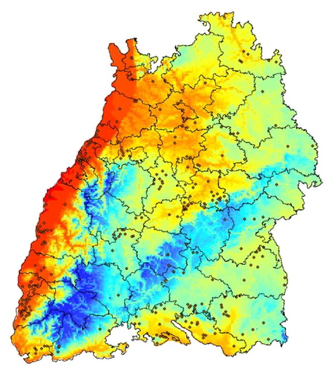 Zeitpunkt des Vegetationsbeginns 2019 in Baden-Württemberg